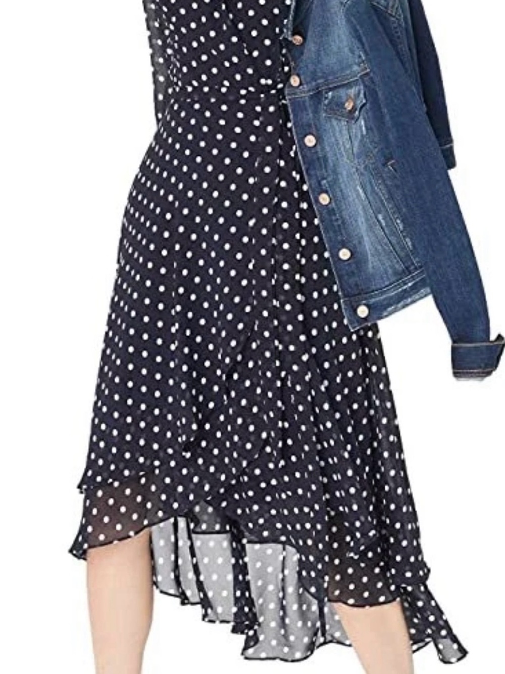 Betsey Johnson Polka Dot Wrap High-Low Midi Dres